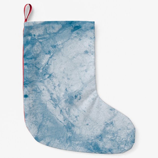 Meia De Natal Pequena Colchão floral branco e azul (Frente)