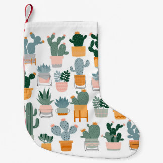 Meia De Natal Pequena Coleção de Cactus em Design de Pote