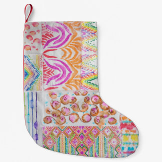 Meia De Natal Pequena Colheita de abstrato, padrão de coloração de grava