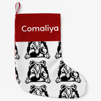 Meia De Natal Pequena Collie dog meias Personalizado Meias - Colocar Y
