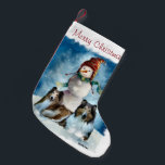 Meia De Natal Pequena Collies e Snowman Christmas<br><div class="desc">Desligue a meia do Collie com orgulho do seu cachorro nesta temporada de férias. E veja quantos Papais noeis de guloseimas trazem seu pãozinho!</div>