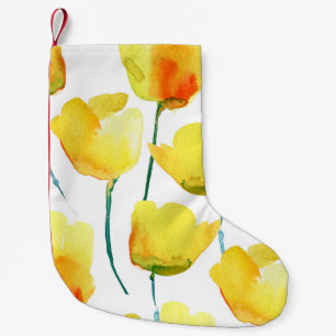 Meia De Natal Pequena Colorida Tulipas Aquarela: Ilustração Sem Costura