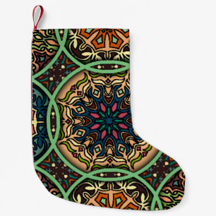 Meia De Natal Pequena Colorido Mandala: Vintage Floral Hand Drawn