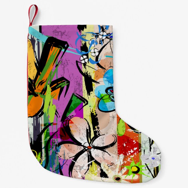 Meia De Natal Pequena Composição de fundo abstrato com flores, com (Frente)
