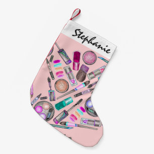 Meia De Natal Pequena Composição pintado mão da aguarela da menina