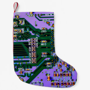 Meia De Natal Pequena Conselho de circuito eletrônico fechado. fundo,var
