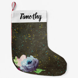 Meia De Natal Pequena Constelação de Estrelas Prateadas Douradas de Pain