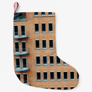 Meia De Natal Pequena Construção de tijolos castanhos