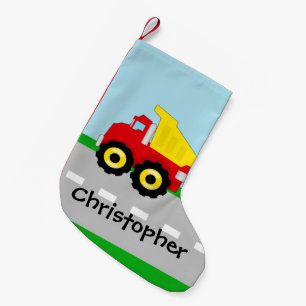 Meia De Natal Pequena Construção Dumptruck dos meninos dos miúdos