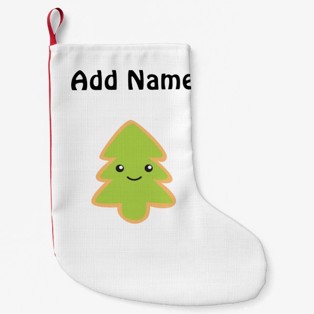 Meia De Natal Pequena Cookie da árvore de Natal (Frente)