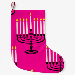 Meia De Natal Pequena cor-de-rosa menorah hanukkah purificador impressão