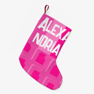 Meia De Natal Pequena Cor-de-rosa quente retrô personalizado