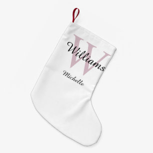 Meia De Natal Pequena Cor-de-rosa-rosa do monograma personalizado
