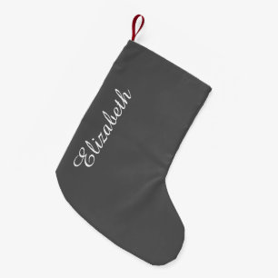 Meia De Natal Pequena Cor Sólida Da Cinza De Carvão Personalizada