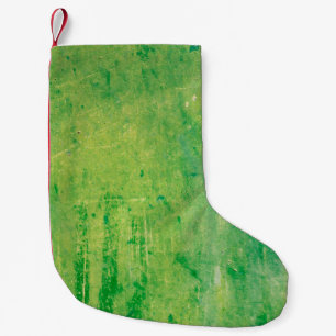 Meia De Natal Pequena Cor verde de textura metálica pintada