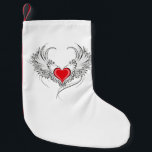 Meia De Natal Pequena Coração Anjo Vermelho com asas<br><div class="desc">Coração vermelho pintado artificialmente com cinza de asas de anjo,  decorado com contorno liso preto.</div>