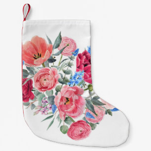 Meia De Natal Pequena Coração floral de aquarelas, ilustração de primave