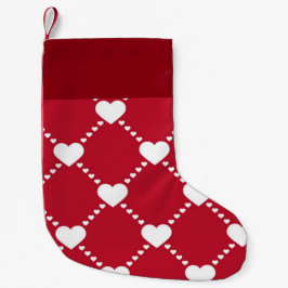 Meia De Natal Pequena Corações brancos bonitos