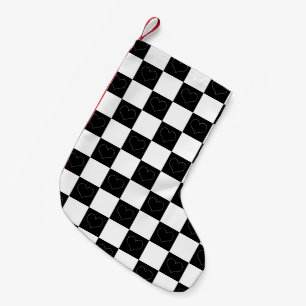 Meia De Natal Pequena Corações da Desktop Board em Preto e Branco