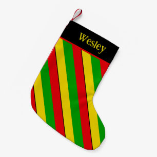 Meia De Natal Pequena Cores da Bandeira Rasta Listrada