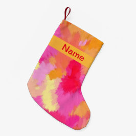 Meia De Natal Pequena Cores d'água cor-de-rosa, laranja e amarelo