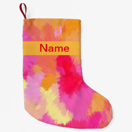 Meia De Natal Pequena Cores d'água cor-de-rosa, laranja e amarelo