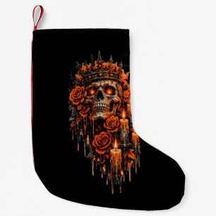 Meia De Natal Pequena Coroa de Caveira Gótica Halloween Rosas Sombrias A