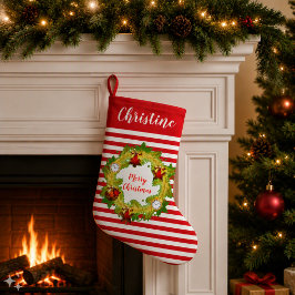 Meia De Natal Pequena Coroa de Natal Personalizada & Padrão de Faixa Ver