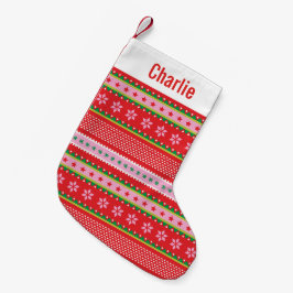 Meia De Natal Pequena Corpo do Sweater Nórdico Cinto verde-rosa