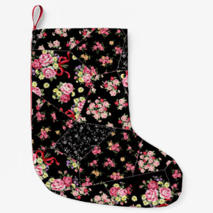 Meia De Natal Pequena Corpo Floral: Bonito Design sem costura.