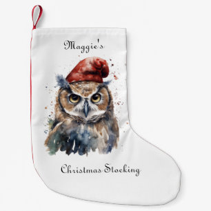 Meia De Natal Pequena Coruja de Inverno Encantada, personalizado