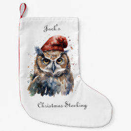 Meia De Natal Pequena Coruja Invernal Encantada, personalizada
