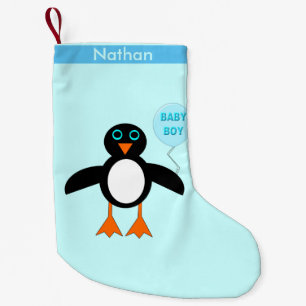 Meia De Natal Pequena Costume azul bonito do pinguim do bebé
