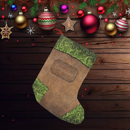 Meia De Natal Pequena Couro verde-castanho acastanhado