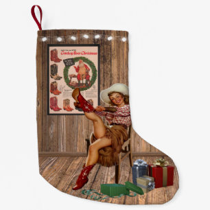 Meia De Natal Pequena Cowboy Boot Christmas Cowgirl Colocando Boots Verm