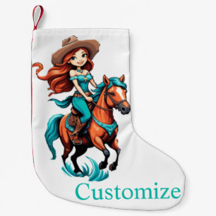 Meia De Natal Pequena Cowgirl Cuja Cowgirl Anda Pony Thunder_Cove