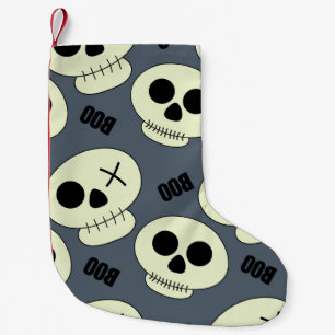 Meia De Natal Pequena Crânio bonito de Halloween com dois filhos sem co