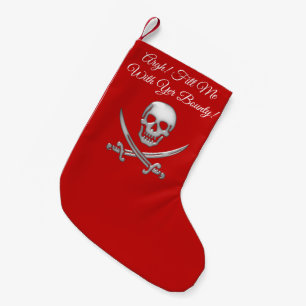 Meia De Natal Pequena Crânio e Espadas Piratas
