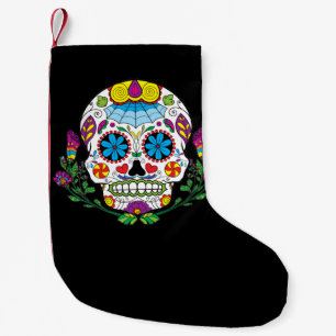 Meia De Natal Pequena Crânio mexicano colorido do açúcar do tatuagem 