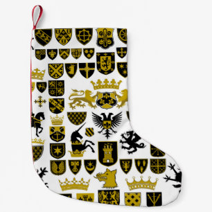 Meia De Natal Pequena Crestos herálsecos, designs simbólicos.
