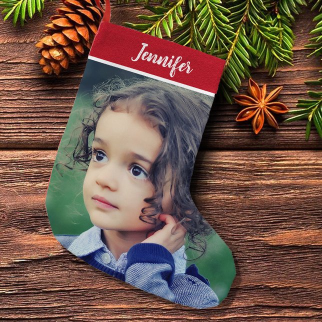 Meia De Natal Pequena Crie o seu natal de fotos pessoais de cheio (Create your own personal full photo christmas small christmas stocking.)