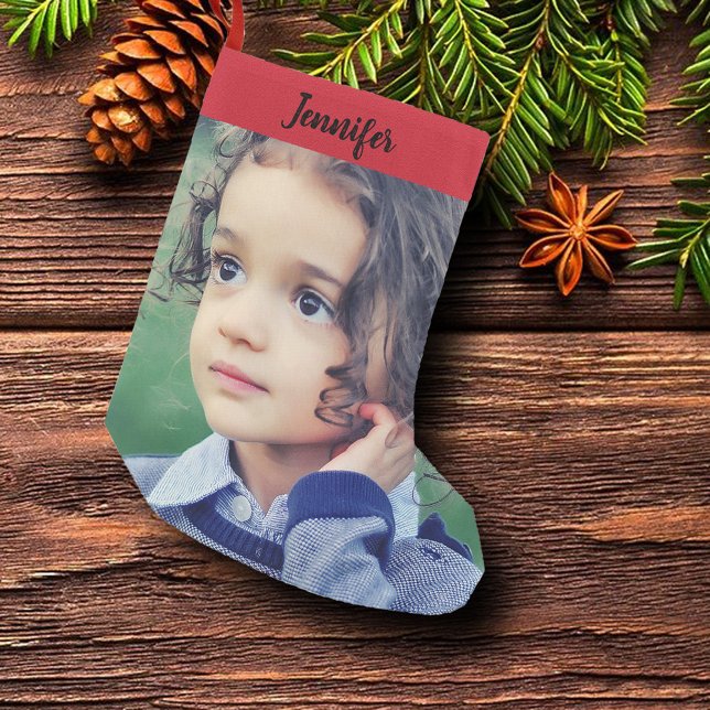 Meia De Natal Pequena Crie o seu natal de fotos pessoais de cheio (Create your own personal full photo and name, Christmas stocking. Unique christmas gift.)