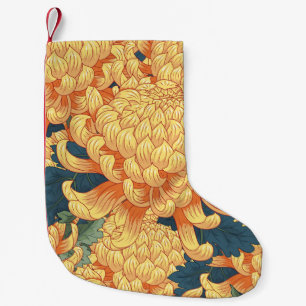 Meia De Natal Pequena crisântemos japoneses: padrão floral amarelo.