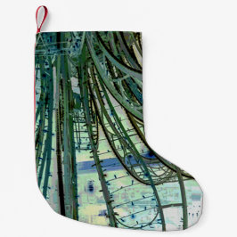 Meia De Natal Pequena Curvas azuis