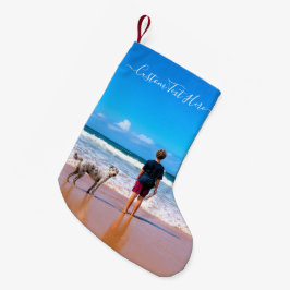 Meia De Natal Pequena Custom Photo Text Christmas Stocking with Your Pet