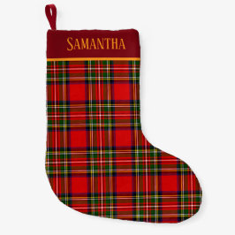 Meia De Natal Pequena Custom Royal Stewart Clan Tartan Plaid Name