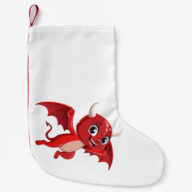 Meia De Natal Pequena Cute cartoon flying devil (Frente)