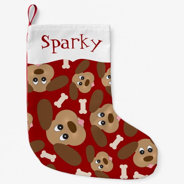 Meia De Natal Pequena Cute Dog Faces Personalizadas (Frente)