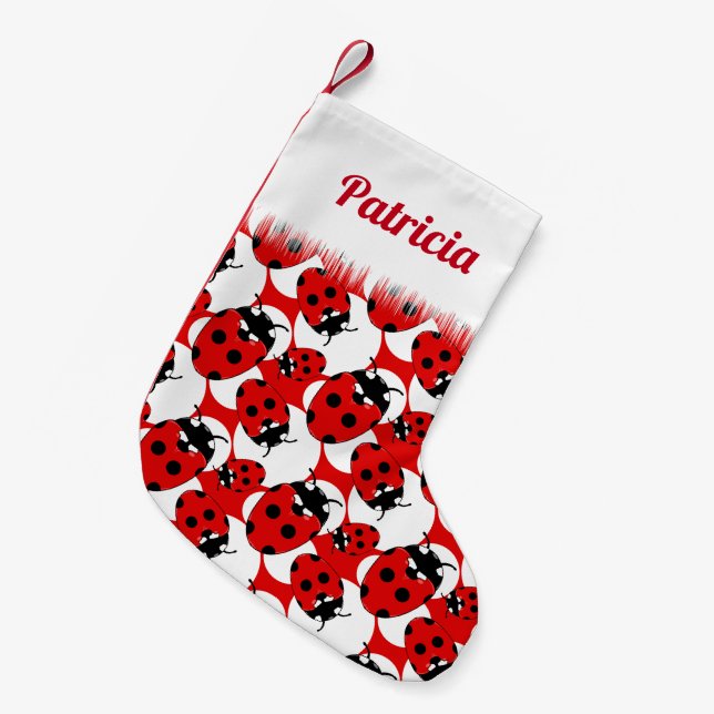 Meia De Natal Pequena Cute Ladybird Padrão (Frente (Pendurada))