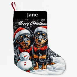 Meia De Natal Pequena Dachshances e Snowman Christmas Stocks